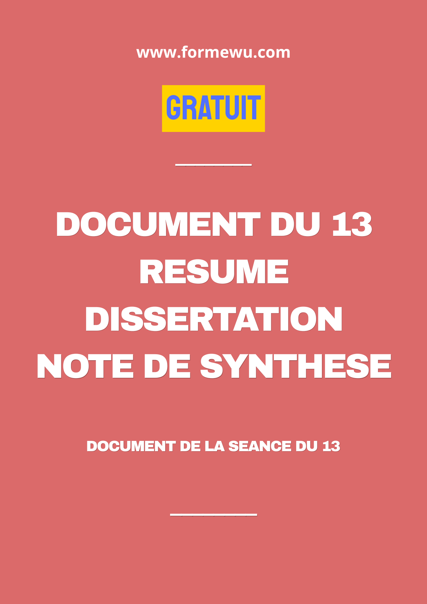 DOCUMENT DE LA SEANCE DU 13